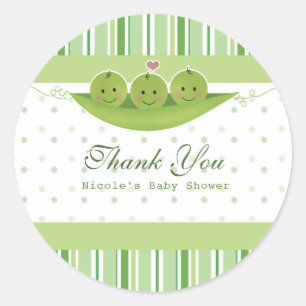 3 ärtor i en balja Tre tripletter Baby Shower Part Runt Klistermärke