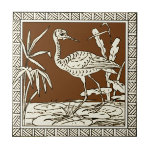 3 av 12 Repro 1880-talet Minton Mocha Birds Series Kakelplatta
