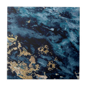 3 av 3 kobolt Blue Guld Veined Faux Granite Kakelplatta