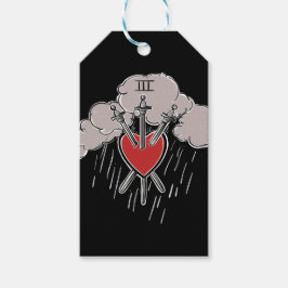 3 av svärd Kärlek Hjärt Tarot Illustration Tre Presentetikett