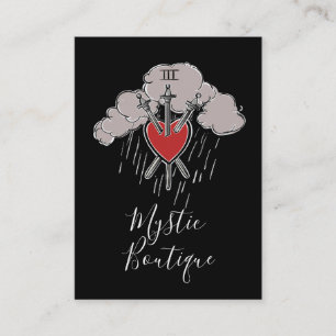 3 av svärd Kärlek Hjärta Tarot Illustration Tre Visitkort