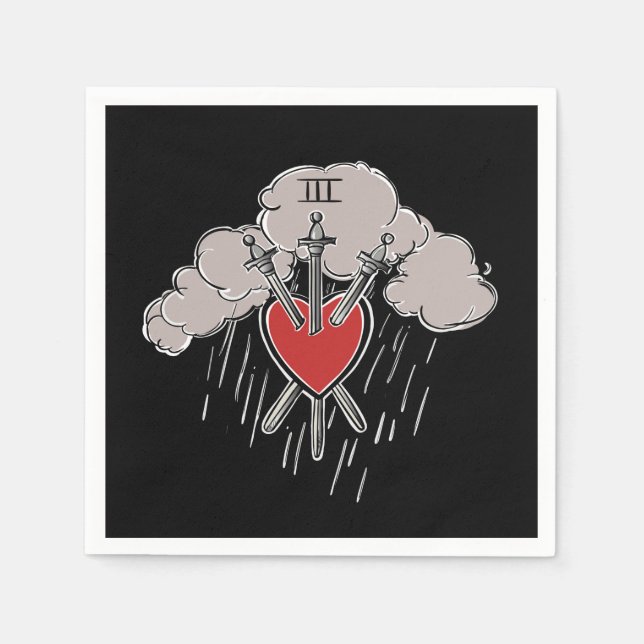 3 av svärdens kärlekshjärtat Tarot Illustration Tr Pappersservett (Framsidan)