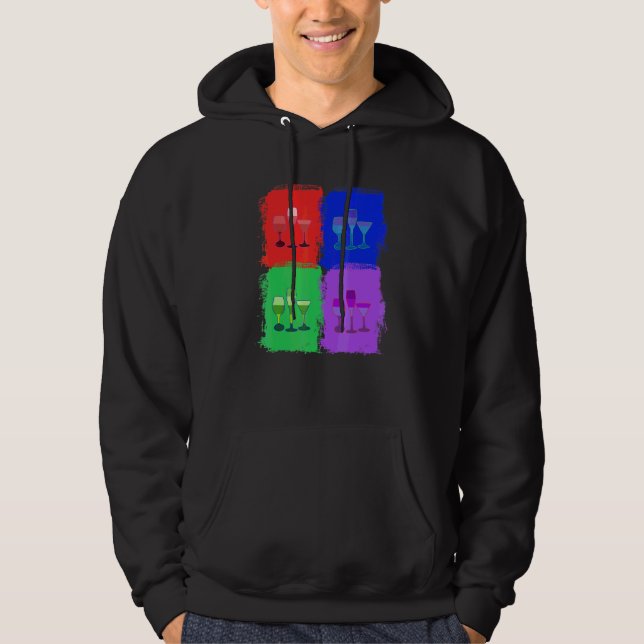 3 Av Vinglas Vinglas Popkonst Hoodie (Framsida)