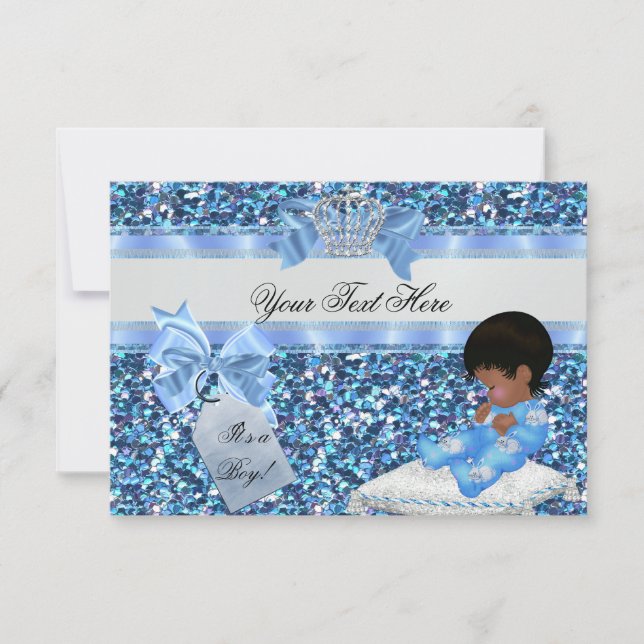 3 Baby Shower Boy Blue Little Prince Bunnies Inbjudningar (Framsida)