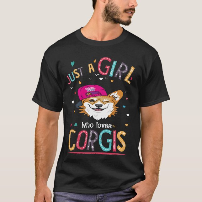 3 Bara en flicka som Kärlek Corgi T Shirt (Framsida)