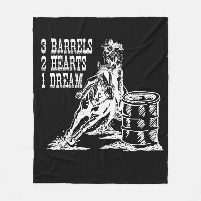 3 Barrelser 2 Hearts 1 Dream Barrel-Tävla Fleecefilt (Framsidan)