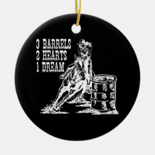 3 Barrelser 2 Hearts 1 Dream Barrel-Tävla Julgransprydnad Keramik