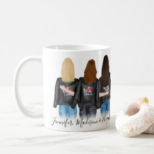 3 Bästa vänner Anpassningsbar Hair BFF Besties-Vän Kaffemugg