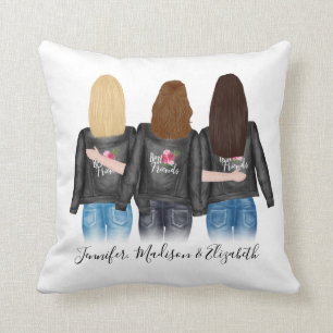 3 Bästa vänner Anpassningsbar Hair BFF Besties-Vän Kudde
