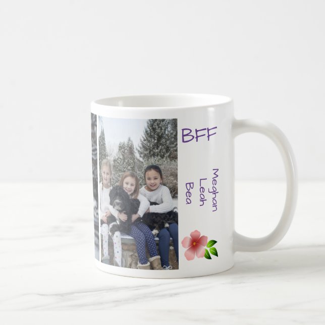 3 Bästa vänner för BFF Personalize Namn Kaffemugg (Höger)
