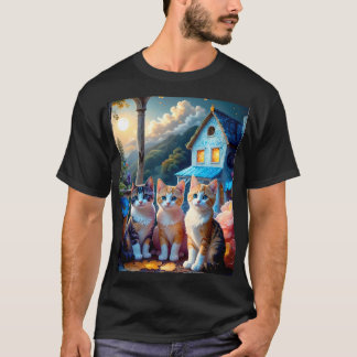 3 Bedårande Konstnär Designade Kattungar T Shirt