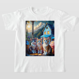 3 Bedårande Konstnär Designade Kattungar T Shirt