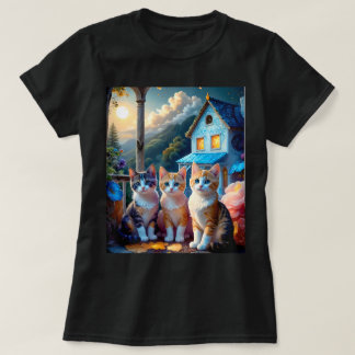 3 Bedårande Konstnär designade Kattungar T Shirt