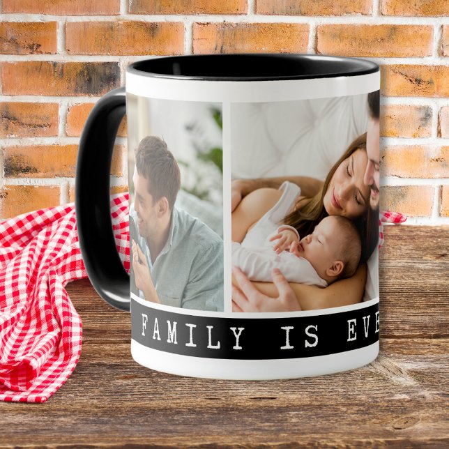 3 Bild Multi Photo Collage Family Quote Black Mugg (
Multi Photo Collage Family Quote Mug - Design your own coffee cups with  family pictures on them.)