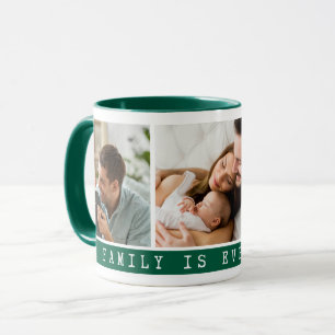 3 Bild Multi Photo Collage Family Quote-Grönt Mugg