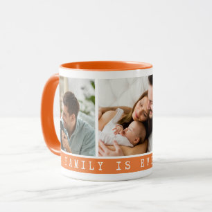 3 Bild Multi Photo Collage Family Quote-Orange Mugg