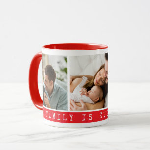 3 Bild Multi Photo Collage Family Quote Red Mugg