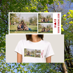 3 bilder Bästa bonusmamma någonsin hjärta fotokoll T Shirt