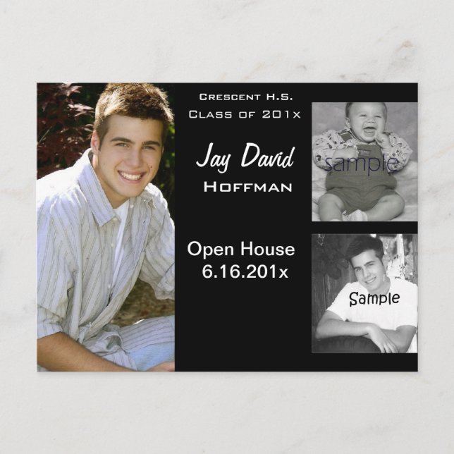 3 bilder kollage examensannonsering meddelande vykort (Framsida)