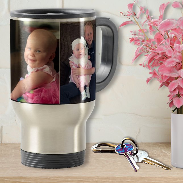 3 Bilder Personlig Resemuggar eller reguljärt Mugg (Photo Travel Mug with Handle. Thermo-temp stainless steel photo travel mug. Gift for Gramma. Bulk)