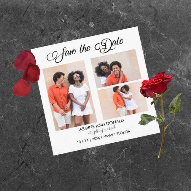 3 Bilder-platta Bröllop spara datum-kort Spara Datumet (Skapare uppladdad)