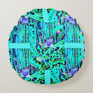 3 Blå hjärt-Måne och blå Ro-runda Rund Kudde