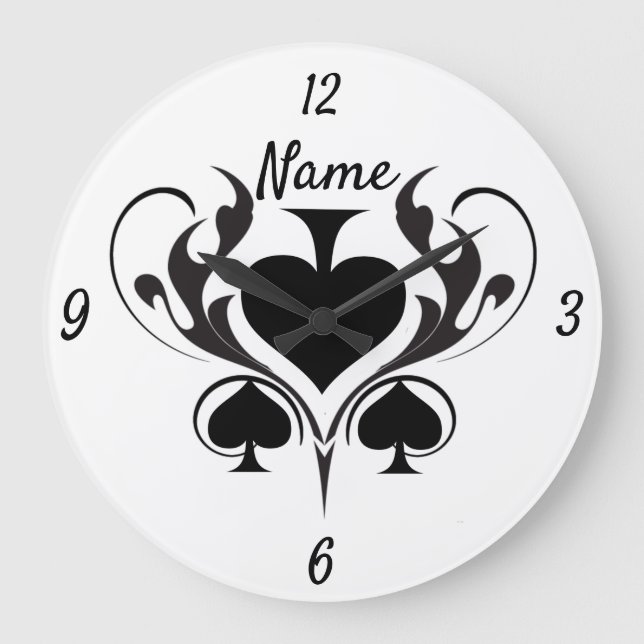 3 Black Spades Tribal Thunder_Cove  Stor Klocka (Framsida)