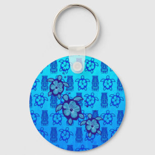 3 blåttHonu sköldpaddor Nyckelring