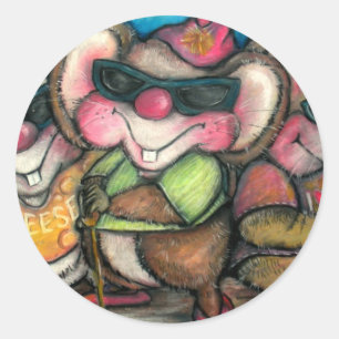 3 Blinder möss Nursery Rhymetime Card Runt Klistermärke