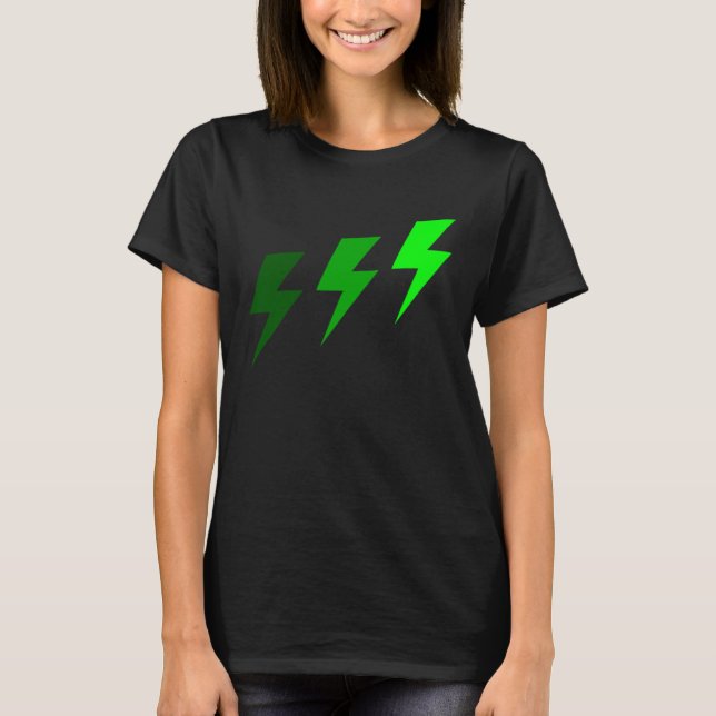 3 Blixt, Grönt T Shirt (Framsida)