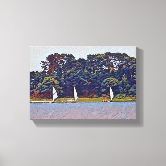 3 Boat Cotuit Skiff Tävling Canvastryck (Framsida)