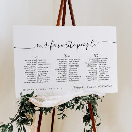 3 Bord Elegant Våra Favoritpersoner Placeringsplan Poster