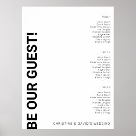 3 bord enkelt sittdiagram för vit Bröllop Poster