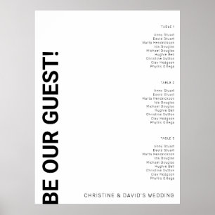3 bord enkelt sittdiagram för vit Bröllop Poster