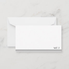 3 Brev Monogram svartvit strimlad minimalist Anteckningskort