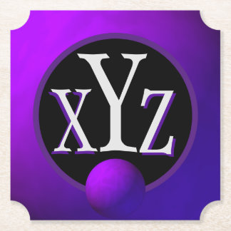 3 Brev Monogrammad Deep Lila Metallic Underlägg Papper