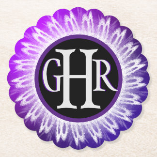 3 Brev Monogrammad Metallic Lila White Snöre Underlägg Papper