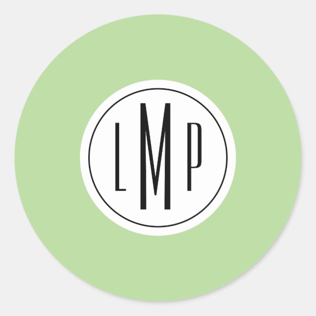 3 brev monogrammall runt klistermärke (Framsida)