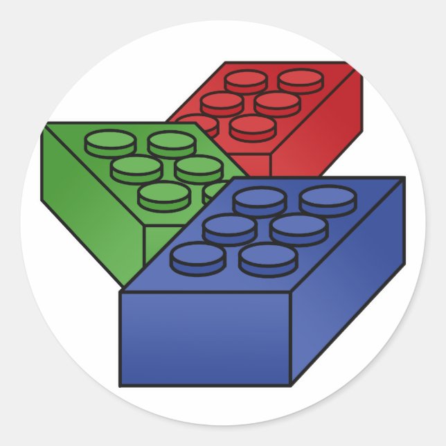 3 Byggande block Runt Klistermärke (Framsida)