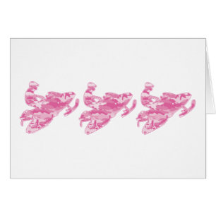 3-Camo-Rosa-Sled Hälsningskort