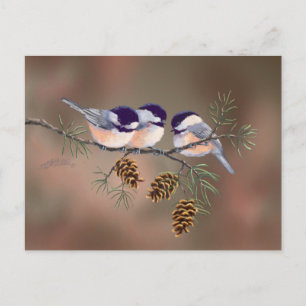 3 CHICKADEES & GRÄS CONESby SHARON SHARPE Vykort