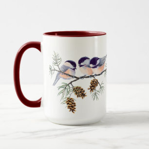 3 CHICKADEES & KOTTAR av SHARON SHARPE Mugg