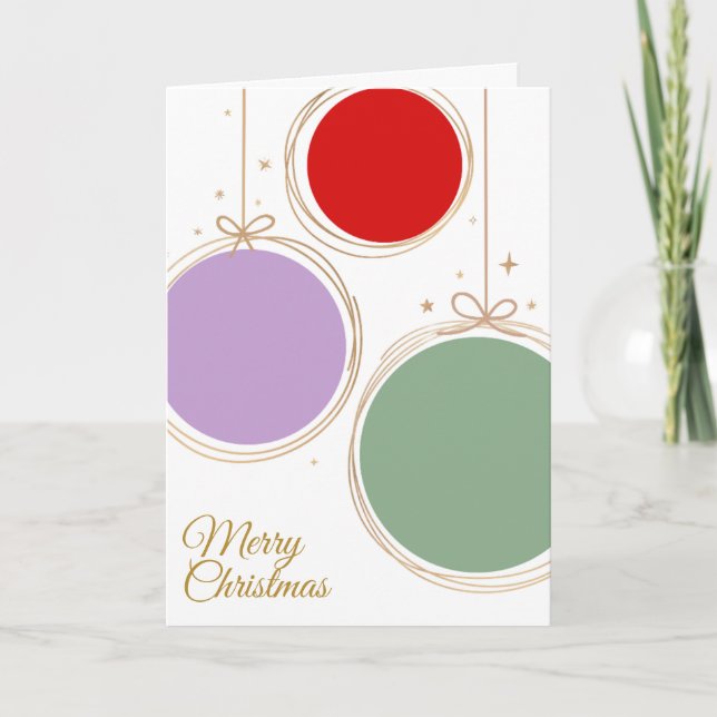 3 colourfully Baubles, Merry Christmas Card Helgkort (Framsida)