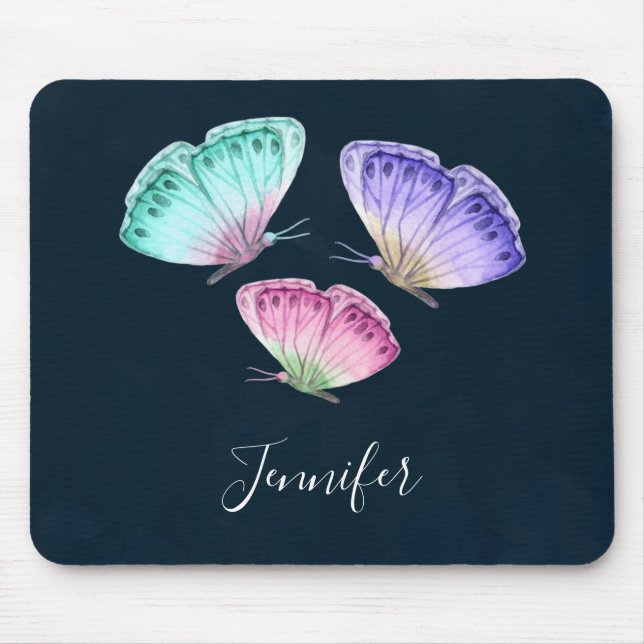 3 Cute Colorful Pastel Watercolor Butterflies Musmatta (Framsidan)