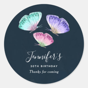 3 Cute Colorful Pastel Watercolor Butterflies Runt Klistermärke