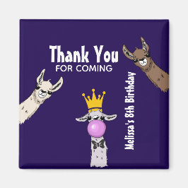 3 Cute Llama Ansikte Tecknad Illustration Birthday Magnet