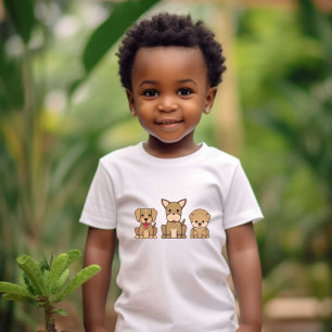 3 Cute Pet Print White Baby children Tshirts