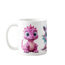 3 Cute Rosa Dragon Mugg för barn