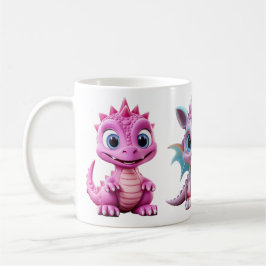 3 Cute Rosa Dragon Mugg för barn