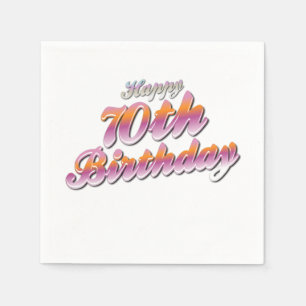 3 d Färgfull Lycklig 70-årsdag Typografi Pappersservett